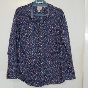 St. John's Bay, blue floral, button down shirt